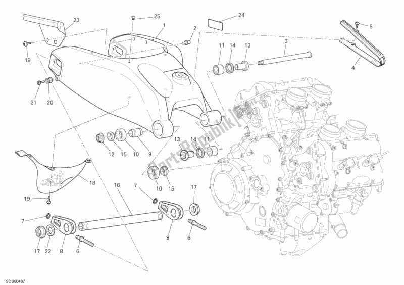 Tutte le parti per il Forcellone del Ducati Desmosedici RR 1000 2008